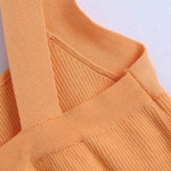 Summer Women Orange Knitting Sling Short Camisole Casual Female Crop Tops T1505