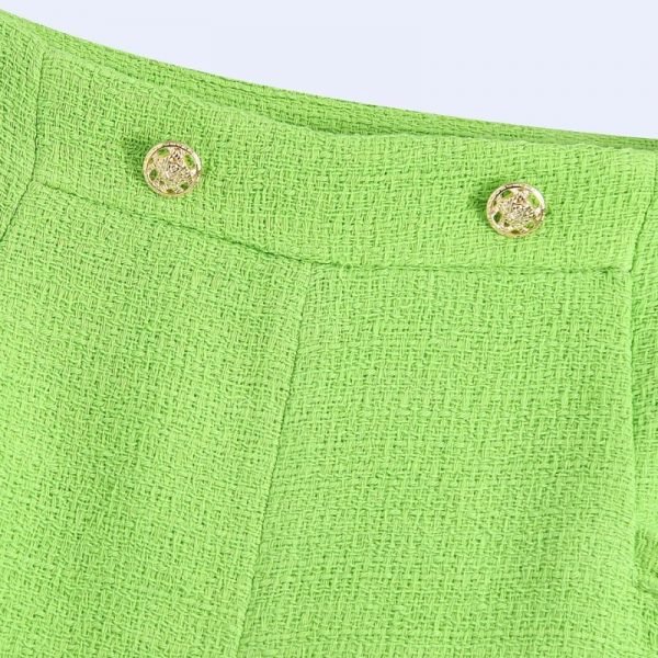 Summer Women Button Decoration Green Shorts Casual Female Loose Clothes P2122