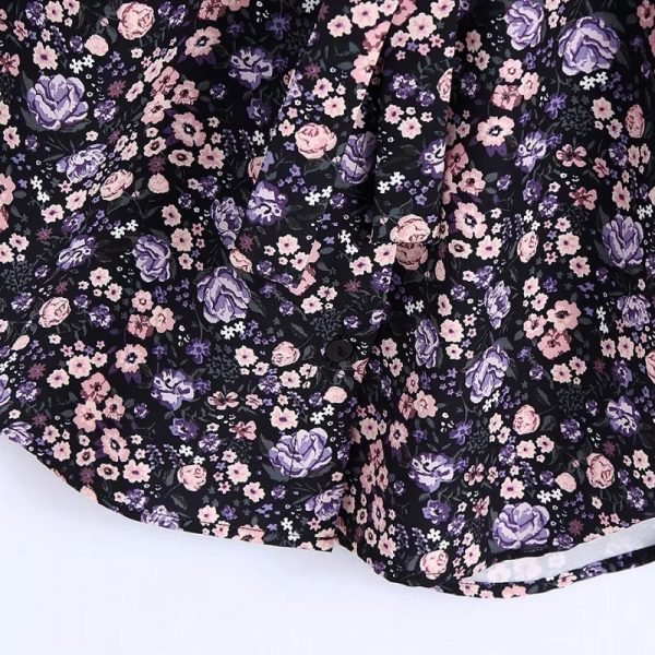 Hot Sale Women Vintage Flower Print Sashes Mini Shirt Dress Female Long Sleeve Clothes Casual Lady Loose Vestido D8385